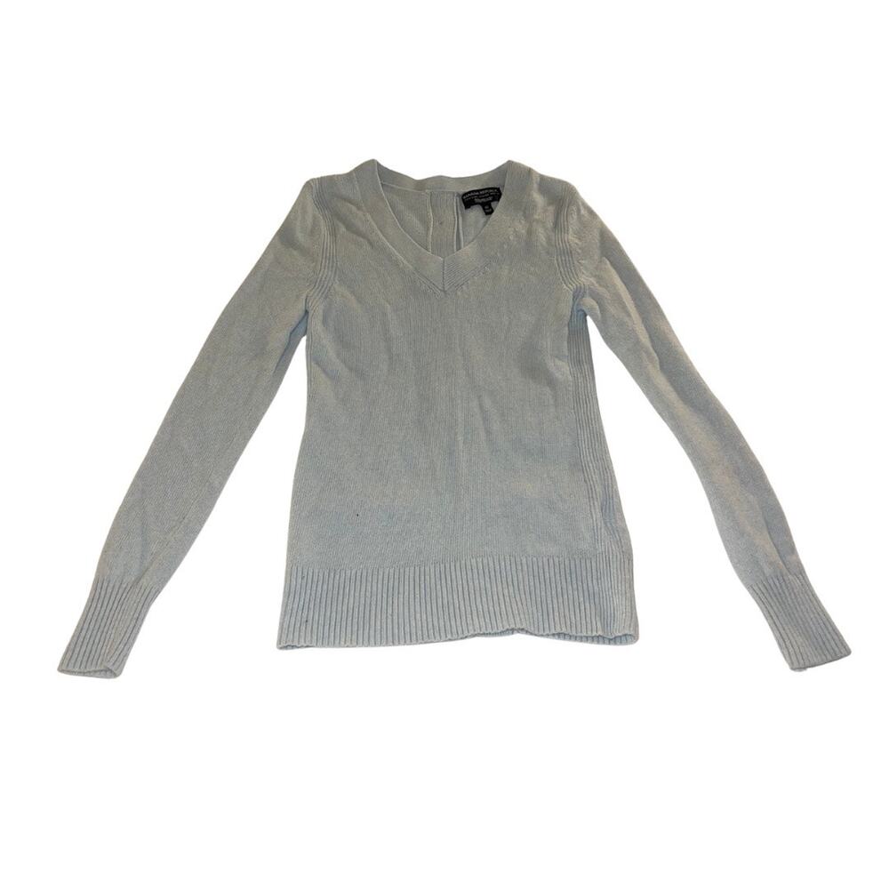 Banana Republic Sky Blue Fine Italian Yarn V-neck Sweater Size XS Buttons Preppy